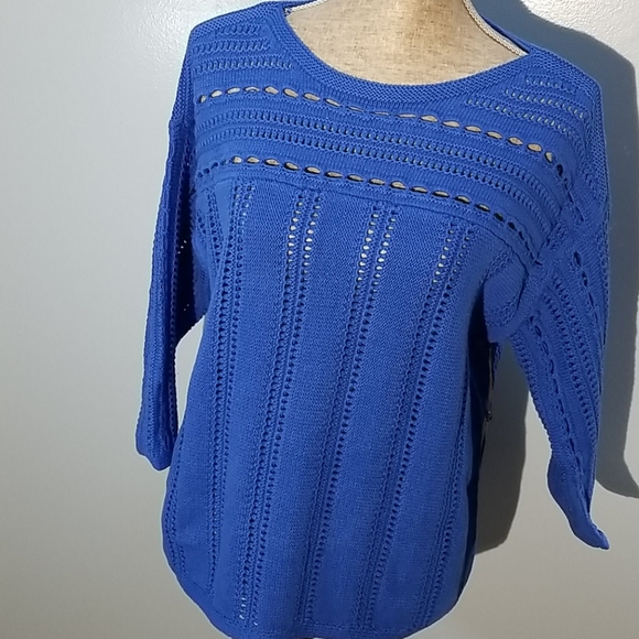 Vince Camuto Boatneck Pointelle Sweater Med NWT - Picture 2 of 12